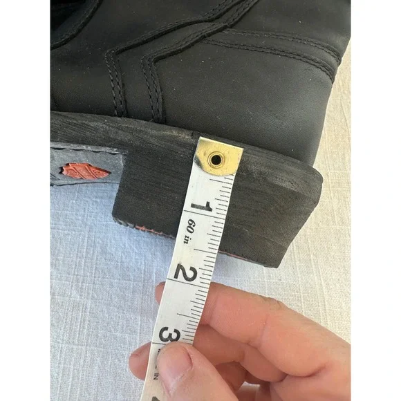 Harley Davidson Womens Black Leather Biker Boots Square Toe Side Zip Size 8.5 - Picture 4 of 8